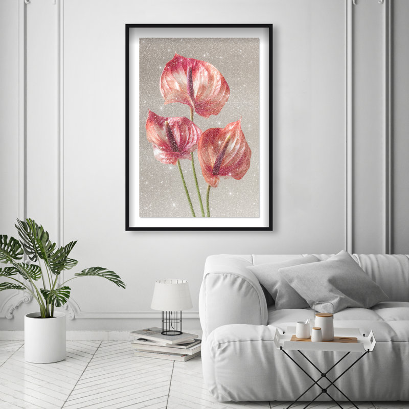 Crimson Silk Veins II Framed Graphic Art, 55.5"H x 37.5"W, Black Shadowbox