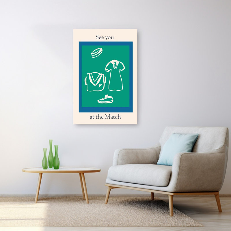 «Seeyouatthematchno02», reproduction d'art murale rétro contemporaine, 48" H x 32" W