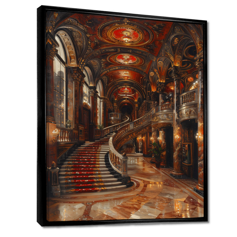 Décoration murale rouge or rouge Grand Gala Opéra II - Opéra, Toile avec cadre flottant noir, H 34 po x l 44 po x P 1,5 po