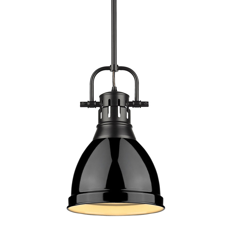 Luminaire suspendu unique / remarquable à 1 lumière Ruthie sans accents de matériau secondaire ou d'accent, Noir, Noir