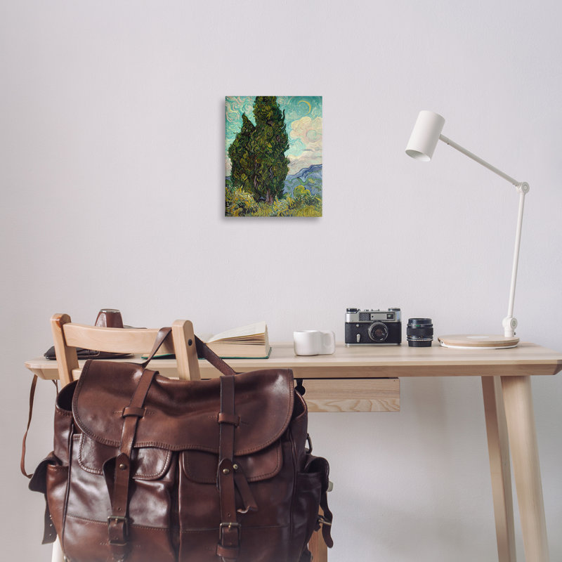 «Van Gogh Cypress Landscape», art mural sur toile par one1000paintings, H 20 po x l 16 po