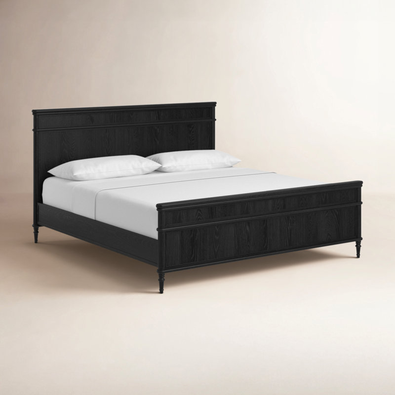 Toulouse Solid Wood Bed, King, Distressed Black