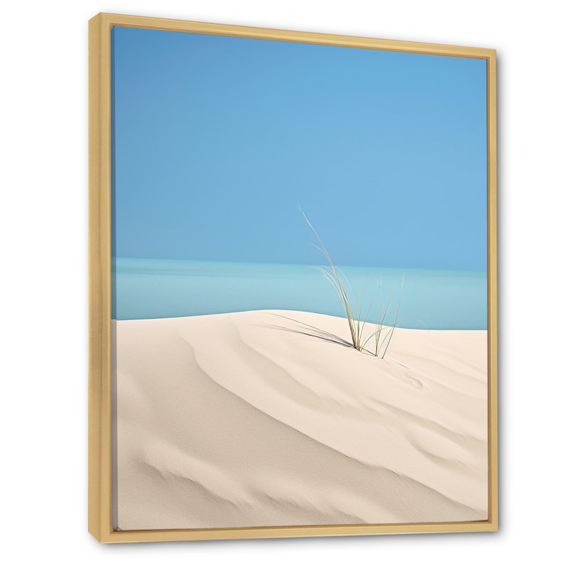 White Dune Solitude sur toile, Cadre naturel flottant, H 32 po x l 16 po x P 1 po