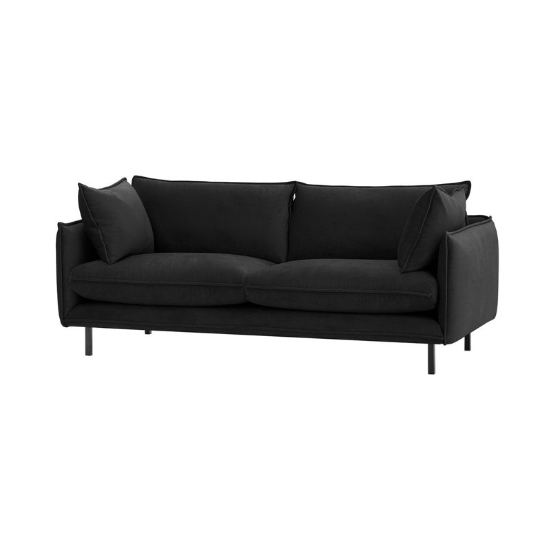 Neshay 3 Seater Velvet Sofa, Black