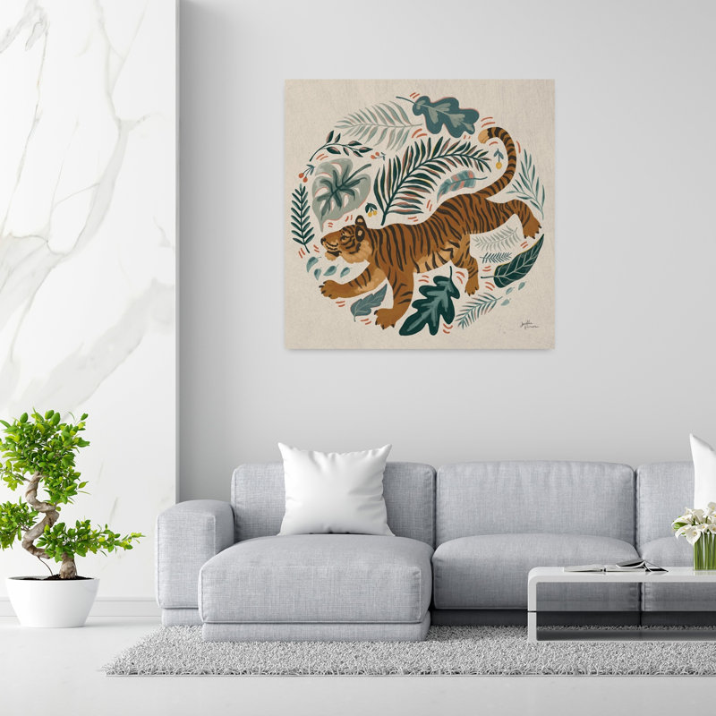 Grand chat, beauté, chat abstrait, palmier, tigre, art animalier, H 48 po x l 48 po