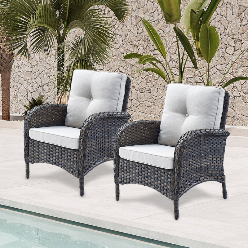Chaise de patio avec coussins Gaetanino, Brun / beige
