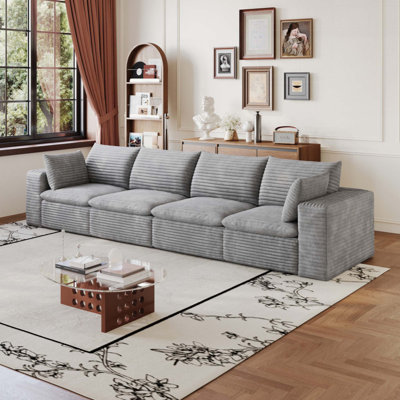 134" Cloud Sofa,Corduroy Fabric,Deep Seat Couches,Double-layer design,Removable  Cushion,No Assembly, DIY Combination for Living room, Bedroom,Conference room ,Apartment