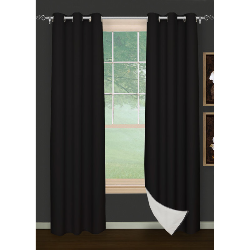 Brick Room Darkening Curtain Pair, Black, 38" W x 84" L