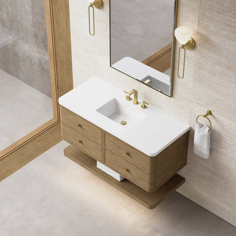 Allamari 48" W Single Vanity, White Zeus Silestone, 8" Widespread, Dune Mist