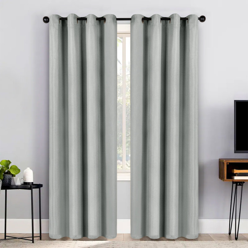 Polyester Thermal Insulated Room Darkening Curtain Panels, 52" W x 108" L, Chrome