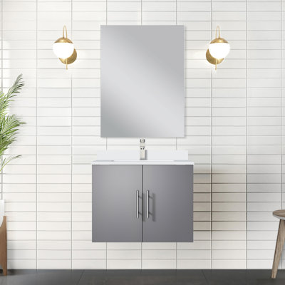 Meuble-lavabo 24 po x 22 po x 18 po gris foncé avec miroir