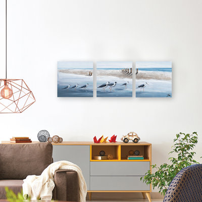 " A Clan Of Seagulls " 3 - Pieces Painting Print
