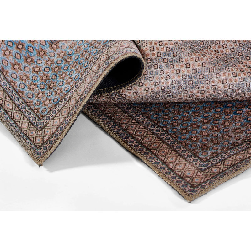 Tapis oriental bleu / brun clair Favager, Rectangle de 3 pi x 5 pi