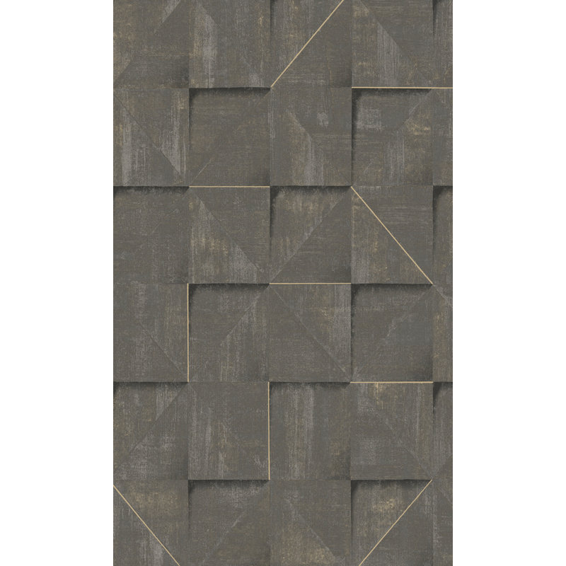 Rouleau de papier peint embossé 3D métallique L 33 pi x l 21 po Westbeth, Noyer
