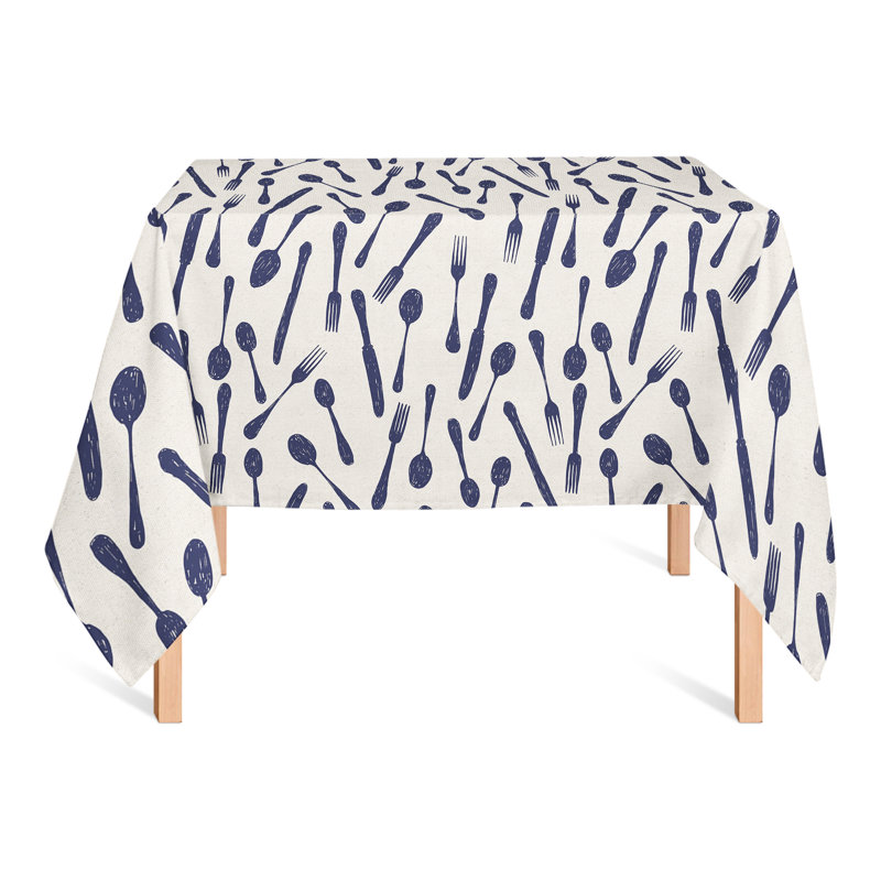 Sketchy Kitchen Utensils Navy 2 Tablecloth, Navy