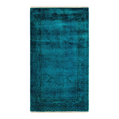 Tapis unique bleu / noir 3 pi 1 po x 5 pi 3 po Yaziel