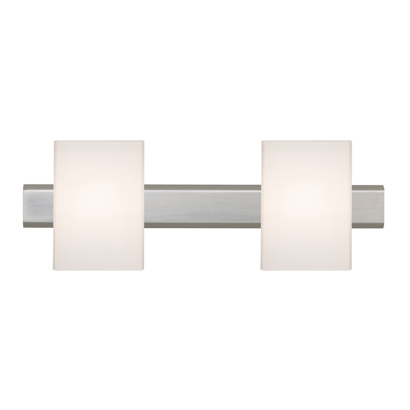 Bar de bain à 2 lumières Oey, Nickel satiné, Halogène