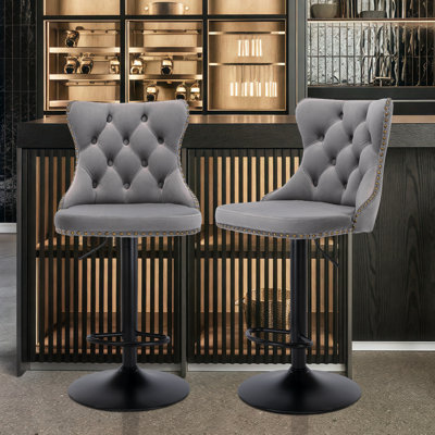 Daijiah Swivel Upholstered Adjustable Height Counter Stool