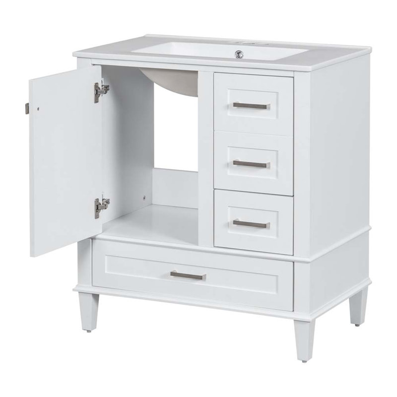 Ensemble de meuble-lavabo moderne avec meuble-lavabo 30 po Jedrek, Blanc