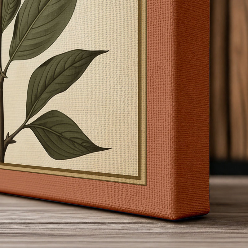 Single Stem in Bloom Botanical - Wrapped Canvas, 18x12 - 45.7 x 30.5 cm, Terracotta Border