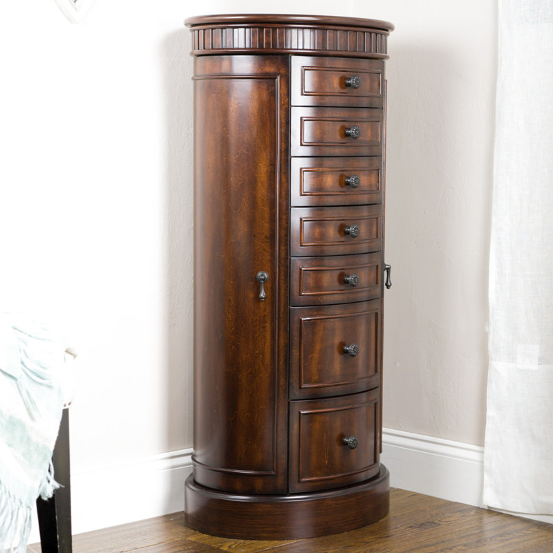Armoire à bijoux avec miroir Pettus, Noyer antique