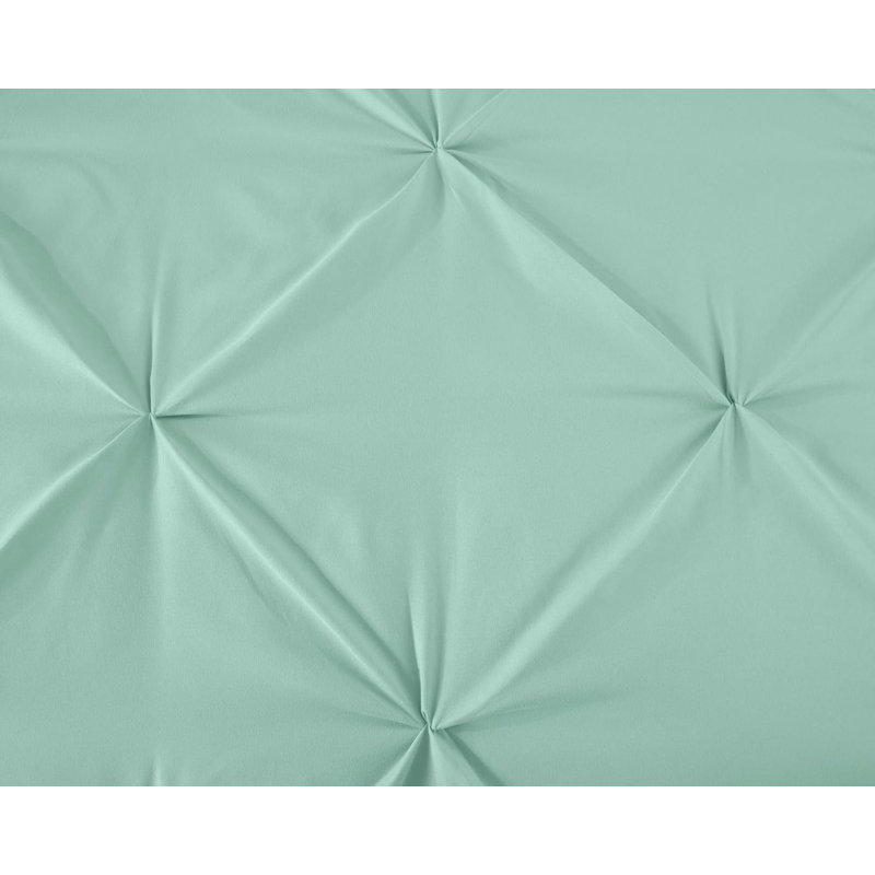 Berlin Pintuck Microfiber 3-Piece Comforter Set, Queen Comforter + 2 Standard Shams, Seafoam Green