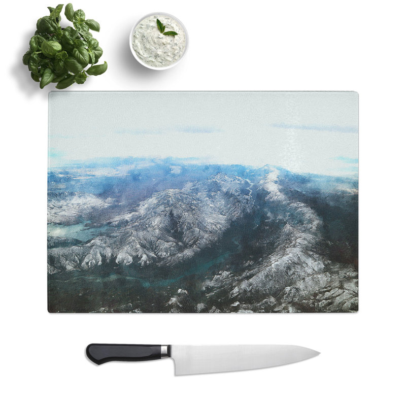 Tajikistan Mountain Range Chopping Board, 20cm W x 28.5cm L