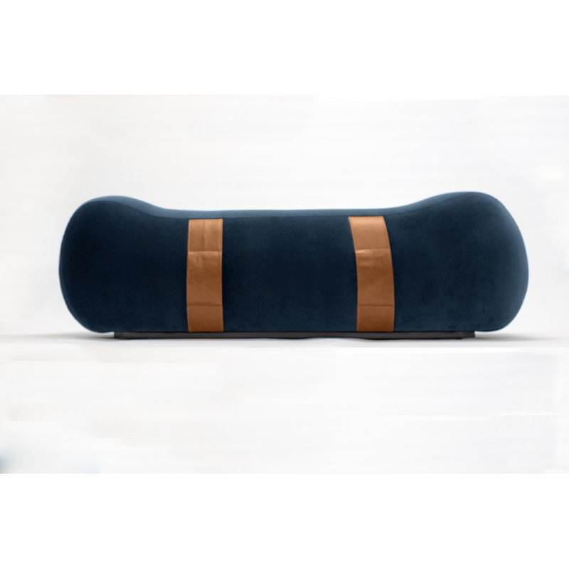 Milo Velvet Upholstered Bench, Ocean/Chesterfield