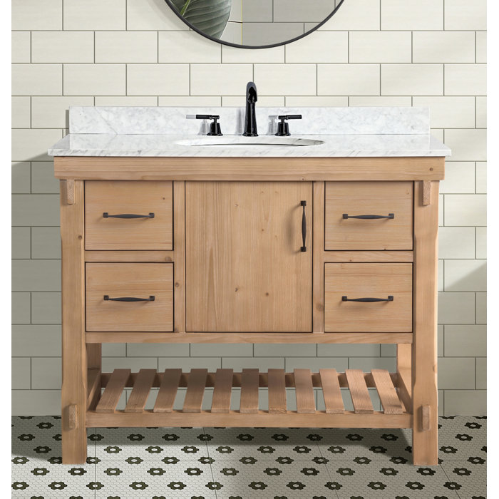 Three Posts™ Kordell 42'' Single Bathroom Vanity with Carrara Marble ...