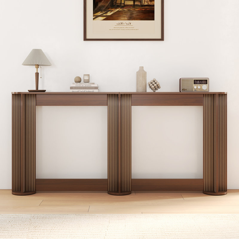 Console étroite 71 pouces derrière le canapé, table d'entrée cannelée mince, canapé long et mince