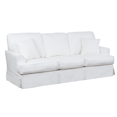 Elenora 88" Recessed Arm Slipcovered Sofa with Reversible Cushions by Highland Dunes