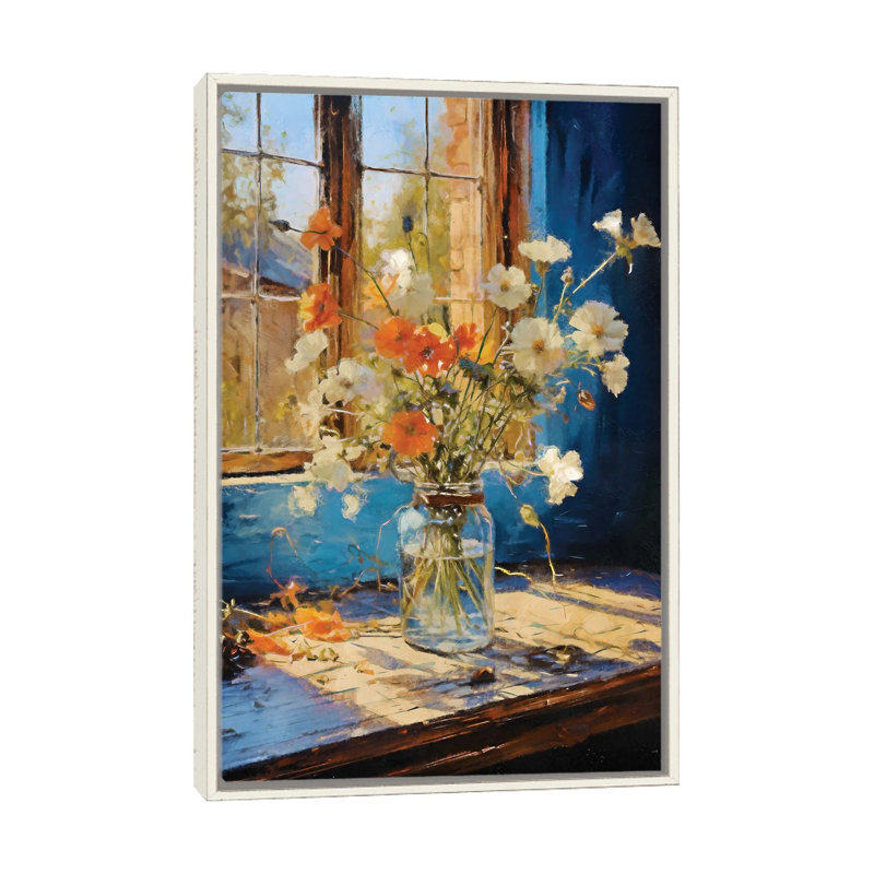«Summer Window III», reproduction d'art murale encadrée, Blanc patiné, Reproduction encadrée sans passe-partout