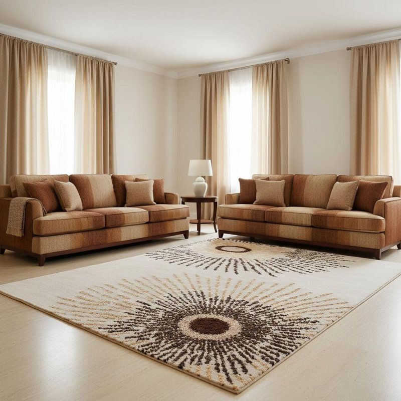 Tapis phare en laine Sunburst, Rectangle 7 pi 9 po x 10 pi 6 po