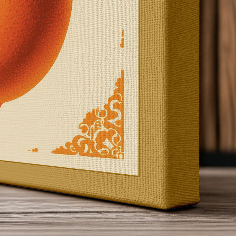Orange Study Botanical 1 Piece Wrapped Canvas Wall Art, 36x24 - 91.4 x 61.0 cm, Ochre Border