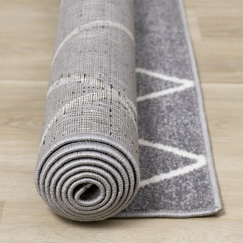 Tapis gris et blanc Kortana Collection, Rectangle 7 pi 10 po x 10 pi 6 po
