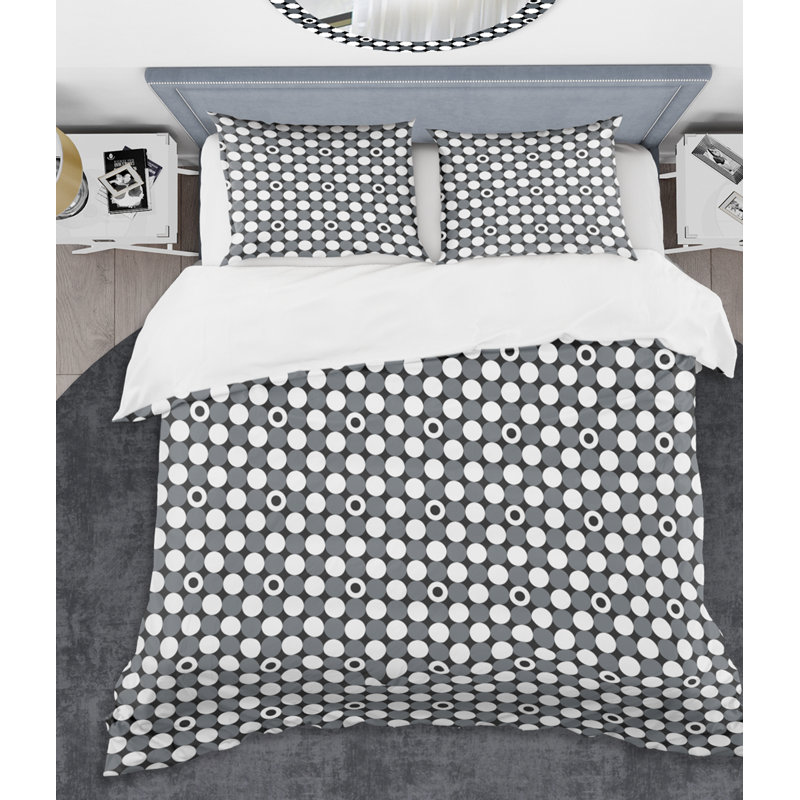 Ensemble de housse de couette monochrome X Mid-Century, Housse de couette très grand + 2 taies décoratives