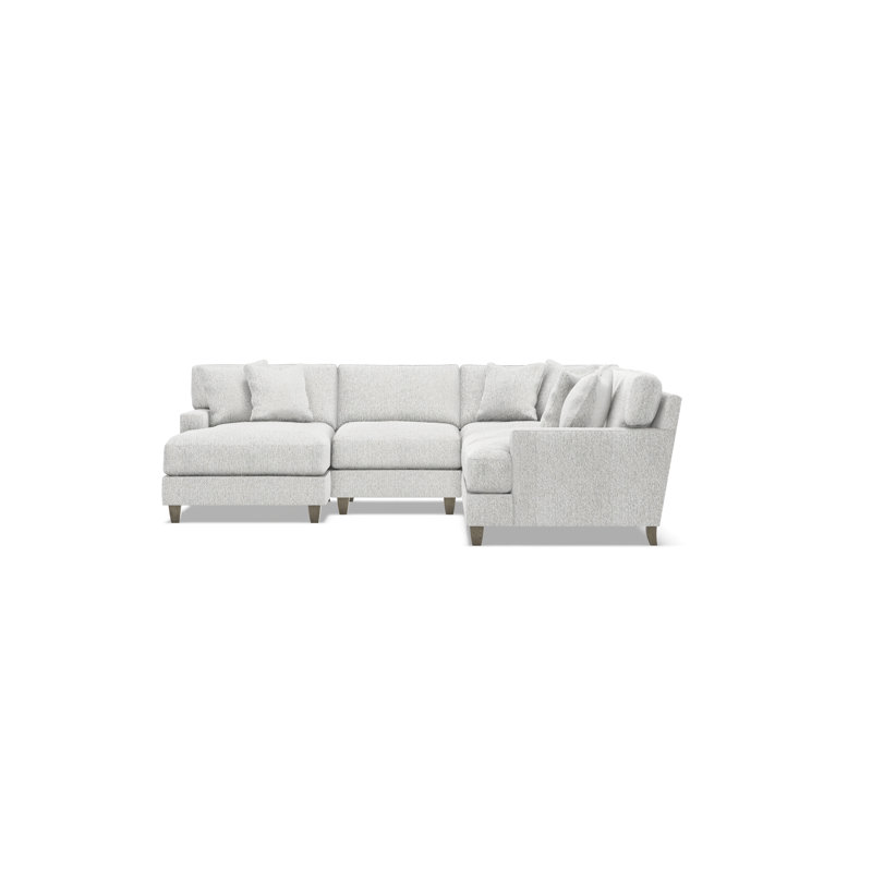 Mila 6-Piece Fabric Sectional, 33.5" H x 107" W x 107" D, Left Hand Facing, White Polyester