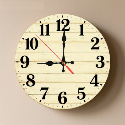 Horloge murale ronde en bois 10 po, mouvement à quartz silencieux, imprimé UV, à piles