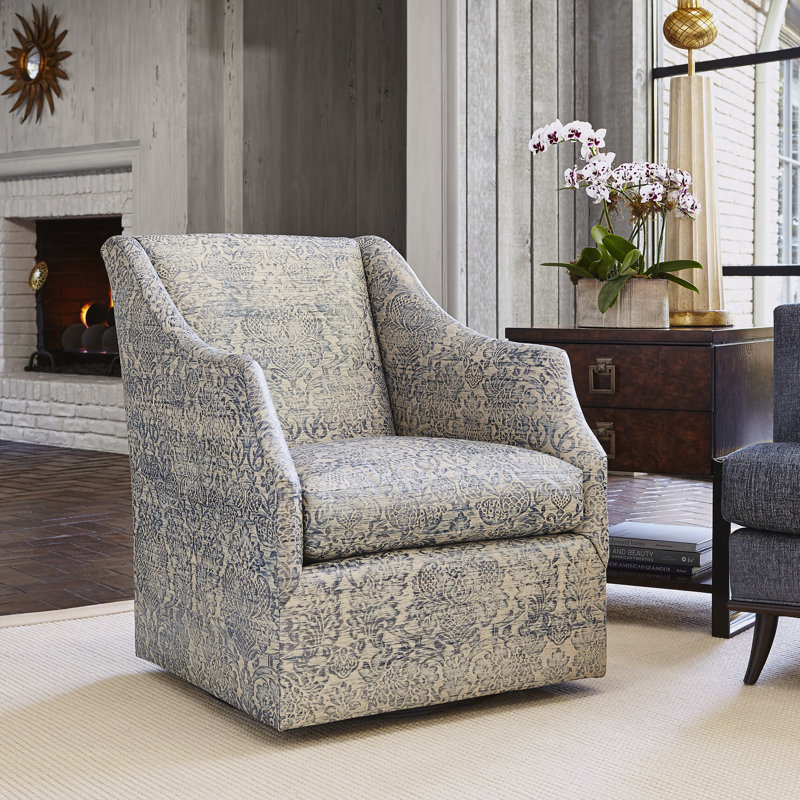 Claudette Swivel Armchair, Filigree Ivory 100% Polyester