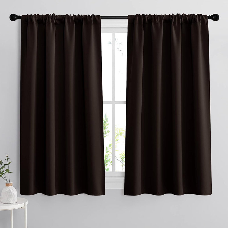 Boria Blackout Curtain Pair, 42" W x 45" L, Brown