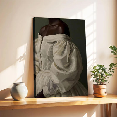 Ivory Drapes Canvas Wall Art Framed Ready to Hang Living Room Bedroom Home Decor