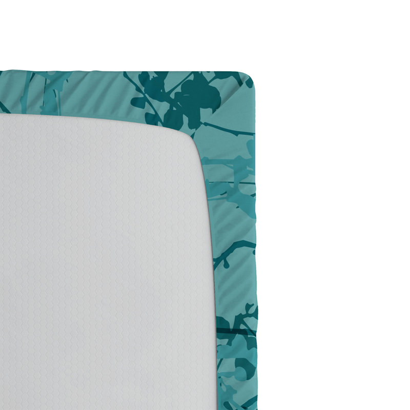 Drap-housse orange Ambesonne, Bleu sarcelle / turquoise abstrait / floral, Drap-housse pour lit simple TG
