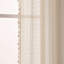 Ensemble de 2 panneaux de rideaux en dentelle WAZZIO Boho - Voilages en mélange de coton rétro avec motif géométrique au crochet et garniture à pampille, passe-tringle filtrant la lumière semi-transparente pour le salon (paquet de 2)-113960104-113960105