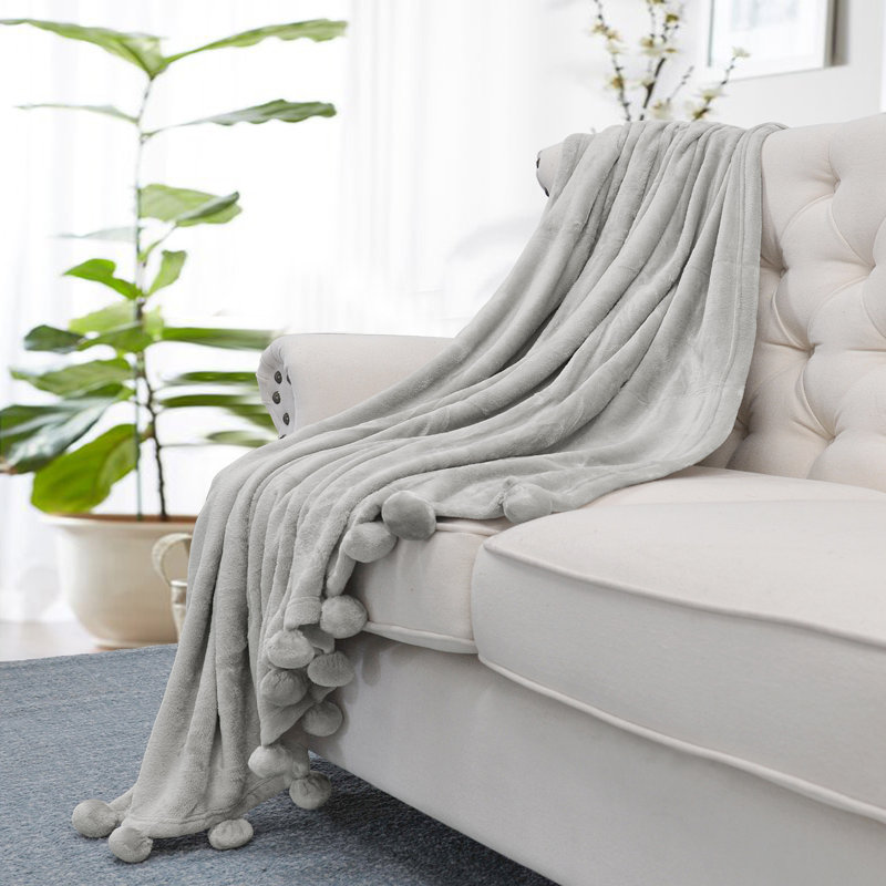  Couverture en molleton flanelle, Gris argenté, L 60 po x L 80 po
