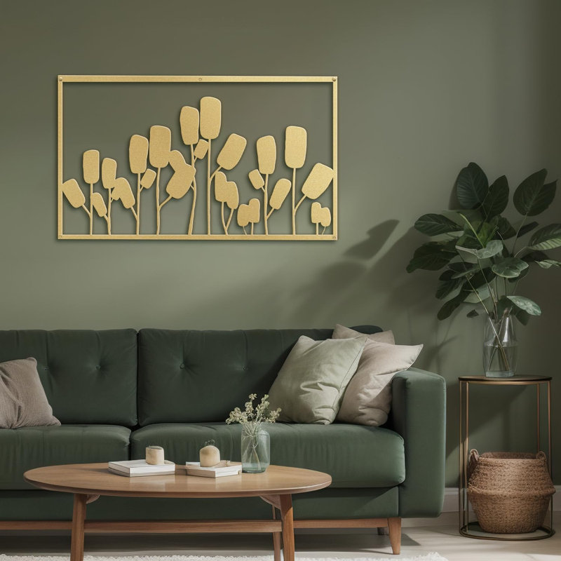 Décoration murale en métal, H 15 po x l 30 po x P 0,05 po, Or
