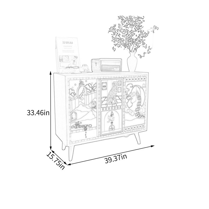 Elegant Pine Decorative Cabinet Storage