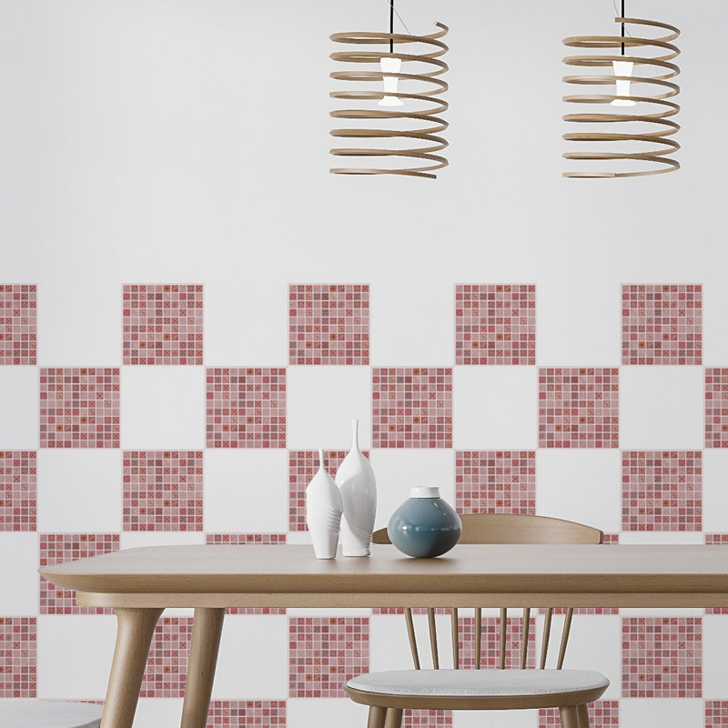 Gartner Pink Marble Vintage Azulejo Mosaic Wall Tile Sticker Set 15cm x 15cm PVC