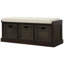 Banc de rangement rustique avec 3 paniers en rotin classiques amovibles, banc d'entrée avec coussin amovible (espresso)-1276723739