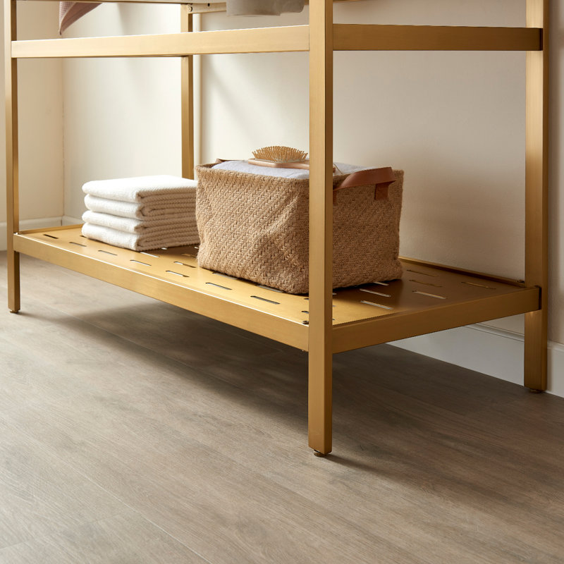 Ensemble de meuble-lavabo simple 48 po Jerrell, Gris, Gris, Or brossé