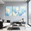 Abstrait bulles dorées flottant dans un ciel bleu avec des rayons de lumière, ensemble de 3 impressions sur toile-1546891496